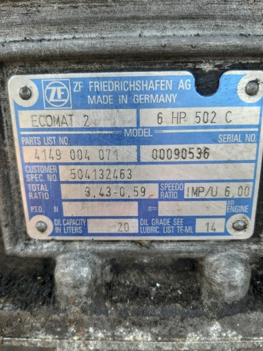 gearbox, KATOWA 6 HP 502 C AUTOBUS ECOMAT 2