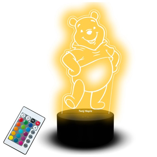 Lampka Nocna Led Statuetka Kubuś Puchatek Grawer Dla Dzieci Bajka Imię
