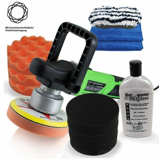 ПОЛІРУВАЛЬНА МАШИНКА ПРОФЕСІЙНА З АКСЕСУАРАМИ ТА ГУБКАМИ (КОМПЛЕКТ)