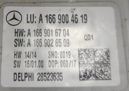 IDEALNY comfort control unit SAM MERCEDES W166 1 9