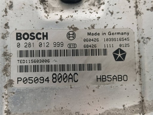 control unit of the engine 0281012999 P05094800AC 2.8 D 149KM Chrysler Voyager IV