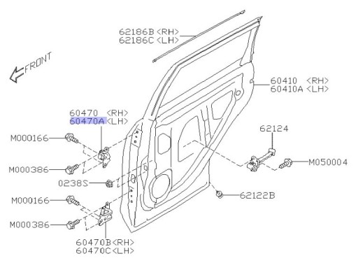 60479SJ010 - ПЕТЛЯ ЗАДНЬОЇ ЛІВОЇ ДВЕРІ SUBARU FORESTER V 19-
