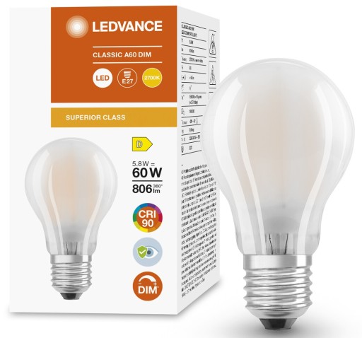 Ledvance żarówka LED SUPERIOR 5,8W 2700K E27 DIM