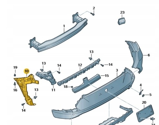 CUPRA FORMENTOR bumper bracket left rear part 5FF807393