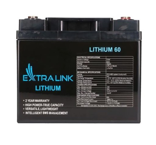 Аккумулятор extralink lifepo4 60 ач 12,8 в bms