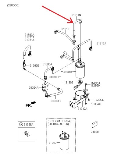 313114E010 - Кабель топливного фильтра KIA K2900