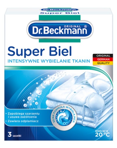 Bielosť ako Nová - Dr. Beckmann Super Biel vo vreckách 3x40g