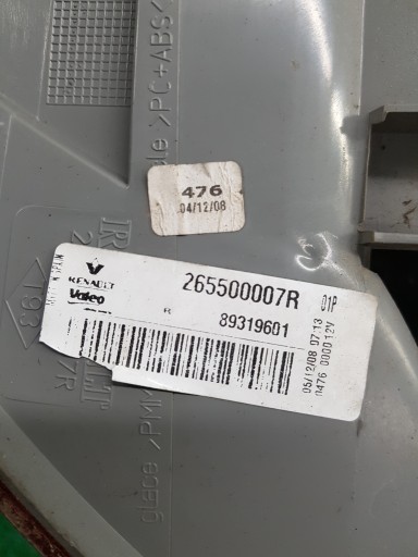 light right rear RENAULT MEGANE 3 265500007R 89319601