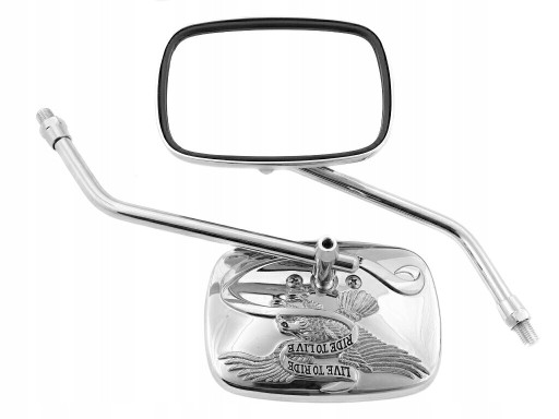 LU-065 - ЗЕРКАЛА ХРОМ МЕТАЛЛ CHOPPER DRAG HARLEY КЛАССИКА