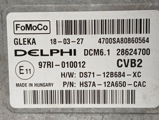 control unit of the engine HS7A-12A650-CAC 2.0 TDCI 179KM Ford Mondeo Mk5 (2014-)
