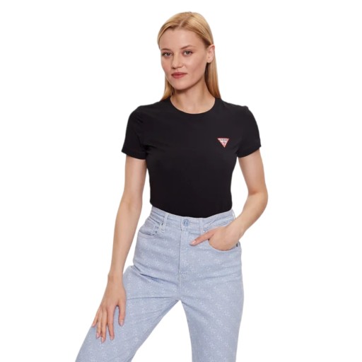 GUESS DÁMSKE TRIČKO T-SHIRT TRIANGLE ČIERNE r.S