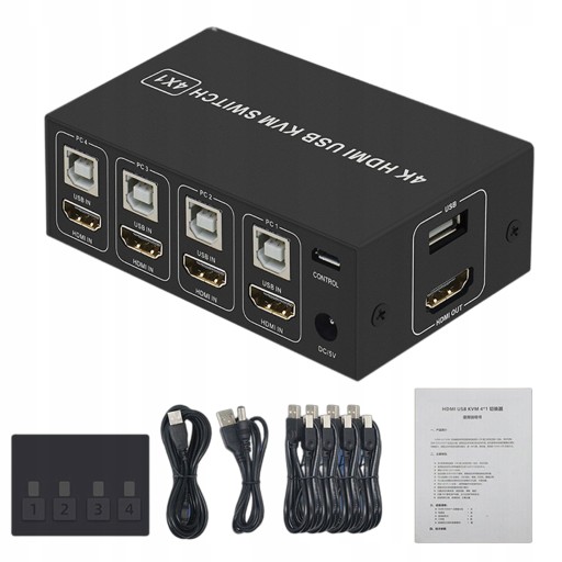 SWITCH PREPÍNAČ KVM HDMI/USB X 4 4K 60HZ