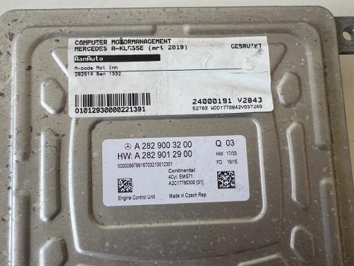 MERCEDES A W246 A180 1.3 BEN computer A2829003200 A2829012900 A2C17790300