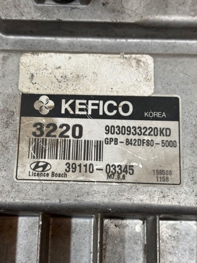 control unit of the engine computer 39110-03345 HYUNDAI I20 1.2