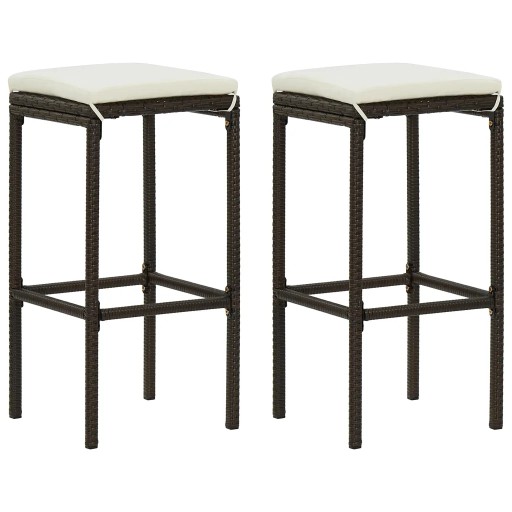 Barové stoličky s vankúšmi, 2 ks, hnedé, polyr