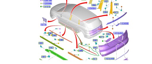 ЗОВНІШНЯ АЛЮМІНІЄВА СТРОЙКА. ЗАДНІ ПРАВІ ДВЕРІ 2501931 _ LM2B-R25334-VASMA4