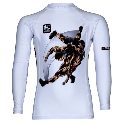 Rashguard dziecięcy WRESTLING BIAŁY 116 EXTREME HOBBY