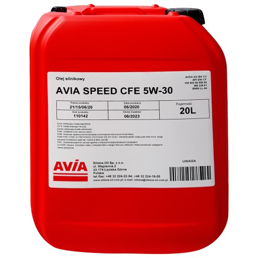 AVIA Speed ​​​​CFE МОТОРНЕ МАСЛО 5w30 20L BMW MB VW