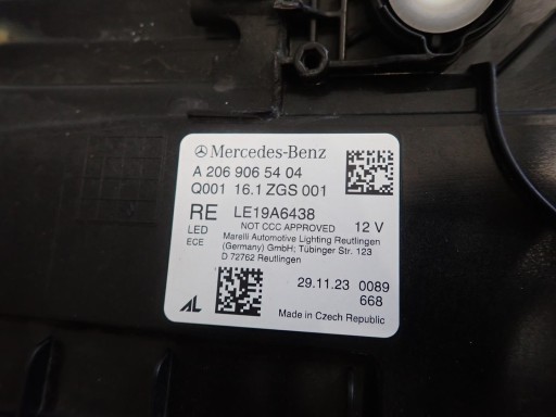 light front front right MERCEDES C-KLASA W206 2021- FULL LED A2069065404
