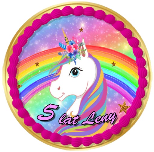 OPŁATEK NA TORT 38 JEDNOROŻEC Unicorn Tęczowy 20cm 12378631791 - Allegro.pl