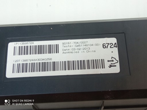OPEL MOKKA module control unit of the air conditioning 13586724