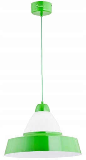 Designerska Lampa Wisząca Sufitowa Zielona Szkło Metal 2W1 Do Biura Pokoju