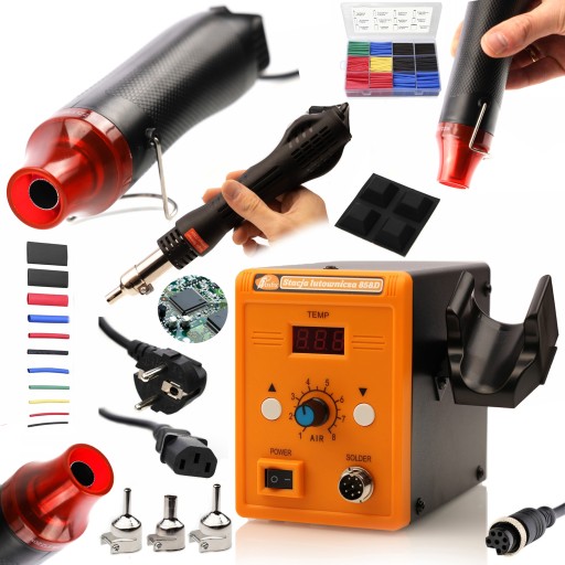 ГЕРМОПОВІТРЯНА ПАЯЛЬНА СТАНЦІЯ ROSFIX 858D + МІНІ ТЕПЛОВА ПИСТОЛА 300 Вт + ТРУБКИ