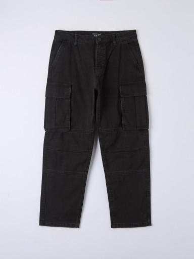 TERRANOVA džínsové nohavice čierne cargo milície široké nohavice W31 82cm