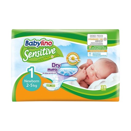 Підгузки Babylino Sensitive розмір 1 2-5 кг 28 шт.
