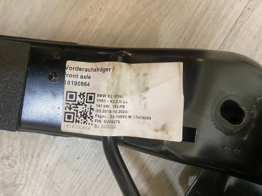 BMW X1 F48 subframe axle beam control 6872729 5A4CE68