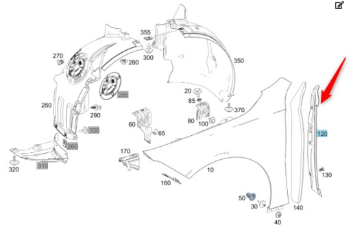 A1778890100 - Передняя крышка MUDGUARD MERCEDES A W177 P