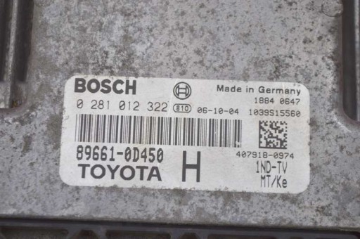 computer control unit of the engine 89661-0D450 TOYOTA YARIS 2 II 1.4 D-4D 90 KM