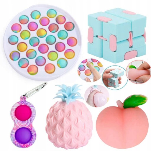 НАБІР ІГРАШКА FIDGET TOY PUSH BUBBLE SIMPLE DIMPLE 5 ШТ