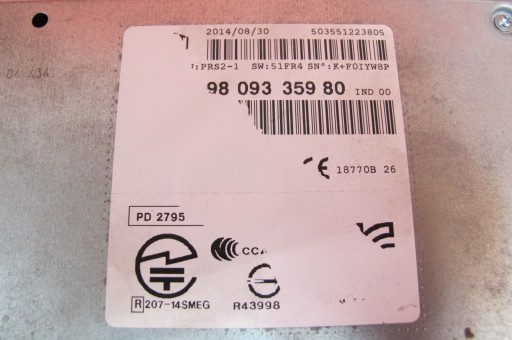 CITROEN C4 CACTUS 14- PEUGEOT 308 T9 RADIO navigation 9809335980