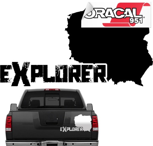 Наклейка польский EXPLORER карта для JEEP BURTA 80X44