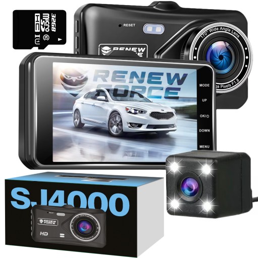 ВИДЕОРЕГИСТРАТОР С ФРОНТАЛЬНОЙ И ЗАДНЕЙ КАМЕРОЙ FULL HD + SD-КАРТА 32 ГБ