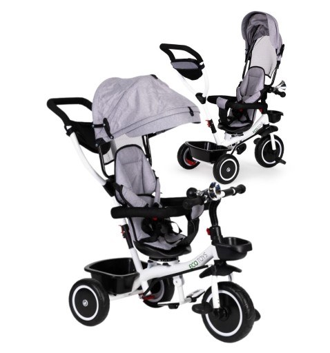 Триколісний велосипед Ecotoys YM-BT-2 GREY Білий, Чорний, Сірий