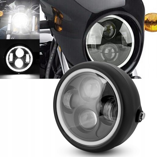 REFLEKTOR MOTOCYKLOWY LED STYLU VINTAGE 12V DC SUPER JASNY