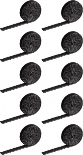 1M X 10mm чорний x 10 міцний кабель липучки стрічки