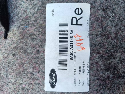 Ford Fiesta MK7 LIFT 2016 rear part side right side / upholstery / boot