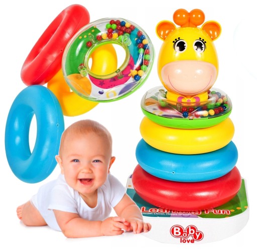 ПІРАМІДА з коліщаток СЕНСОРНЕ БРЯЗКАЛО ЖИРАФ