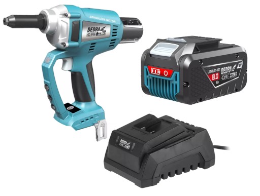 БЕСЩЕТОЧНЫЙ ЗАКЛЕПОЧНИК DEDRA + АККУМУЛЯТОР 8 Ач + ЗАРЯДНОЕ УСТРОЙСТВО