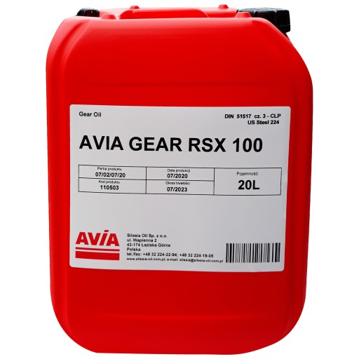 Масло трансмиссионное avia gear rsx 100 20л.