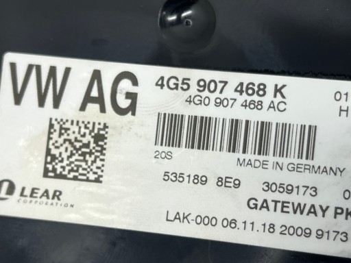 module control unit GATEWAY AUDI A6 C7 A7 4G A8 D4 4G5907468K