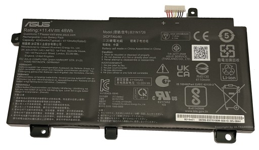 ORYGINAŁ bateria akumulator ASUS B31N1726 48Wh 4240mAh