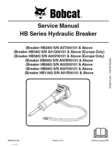 6904105 (11-09) - BobCat Service Repair Manual HB Series Hydraulic Breaker