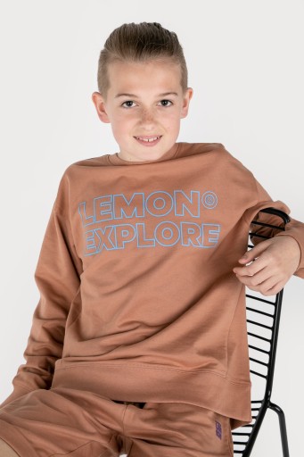 Дитячий світшот Lemon Explore розмір 164 з довгим рукавом коричневий
