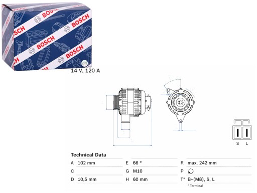 0 986 - Генератор hyundai elantra iii santa fe i santa fe ii trajet tucson