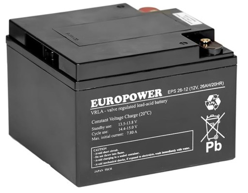Аккумуляторная батарея agm vrla, необслуживаемая europower eps 12 v 26 ah eps26