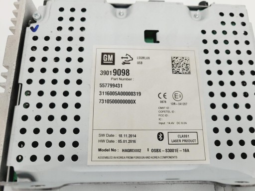 RADIO CD 400 OPEL ZAFIRA C 39019098